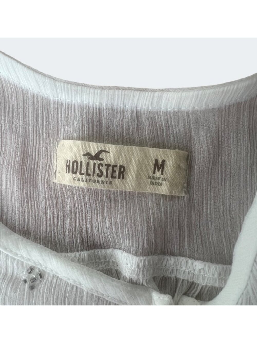Hollister White Sleeveless Flowy Embroidered Tank Top Medium Scoop Neck - Picture 6 of 13